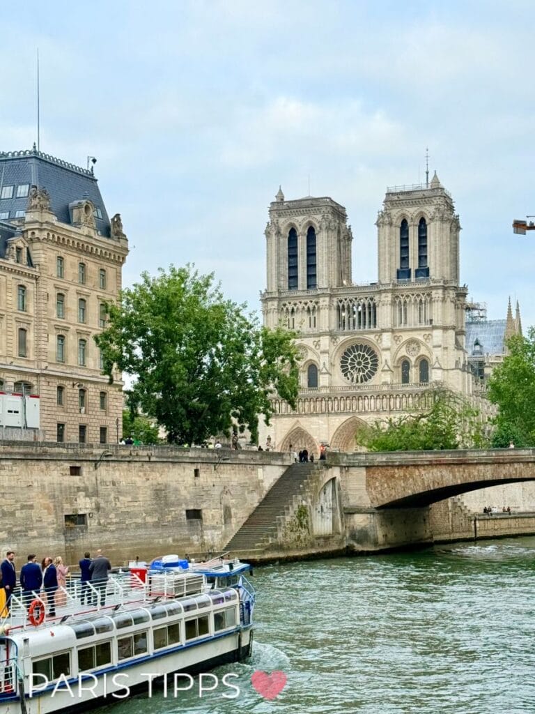 Paris mit Kindern: Bootsfahrt auf der Seine mit Blick auf Notre-Dame