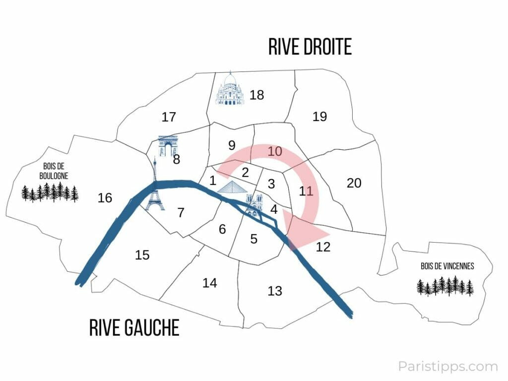 Arrondissements Paris Karte. hotel paris zentrum