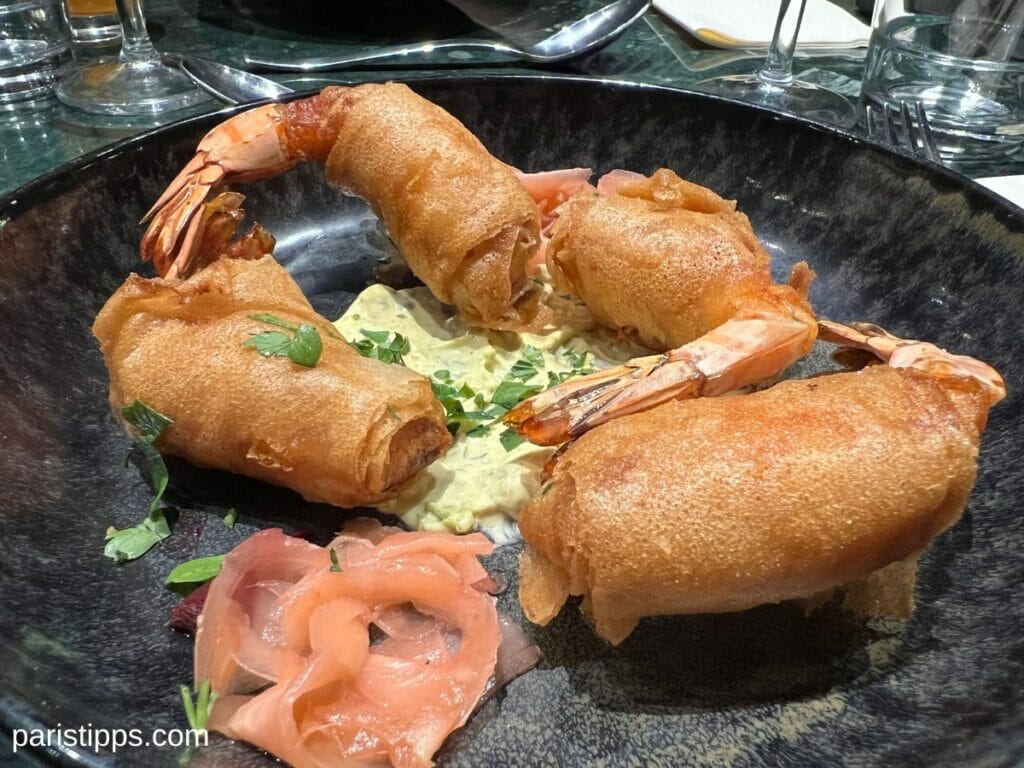 Paris Restaurants ausserhalb des Zentrums Fritierte Garnelen